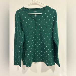 Croft & Barrow Women’s Pajamas Set Dark Green Long Sleeve Top